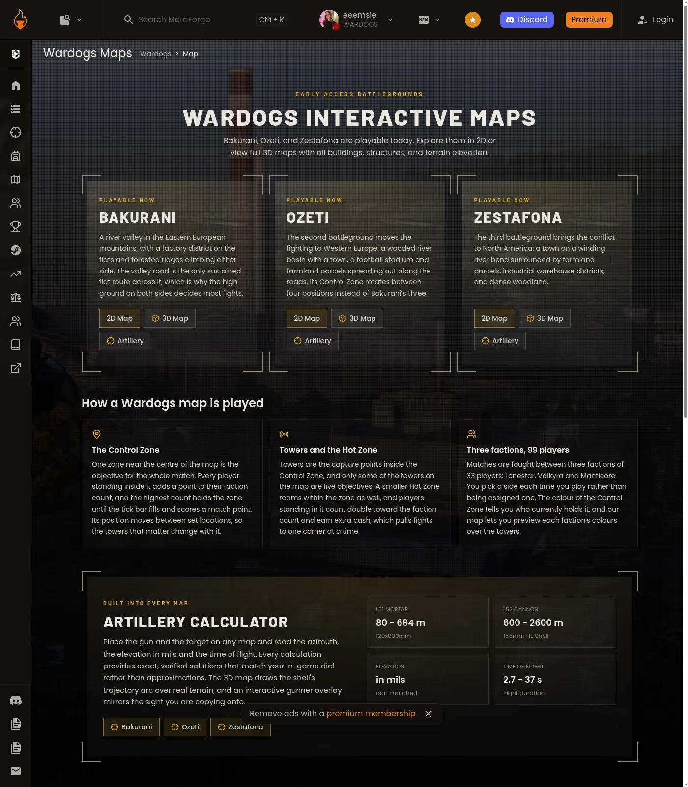 MetaForge WARDOGS interactive maps hub — public page, not live client — cite only